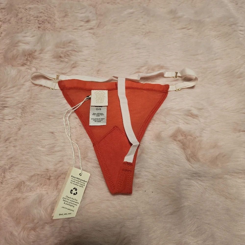 We Are HAH x Free People - Mesh String Thong Blood Orange - One Size - New